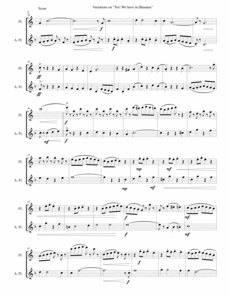 Variations On Yes We Have No Bananas For Flute And Alto Flute Page 2