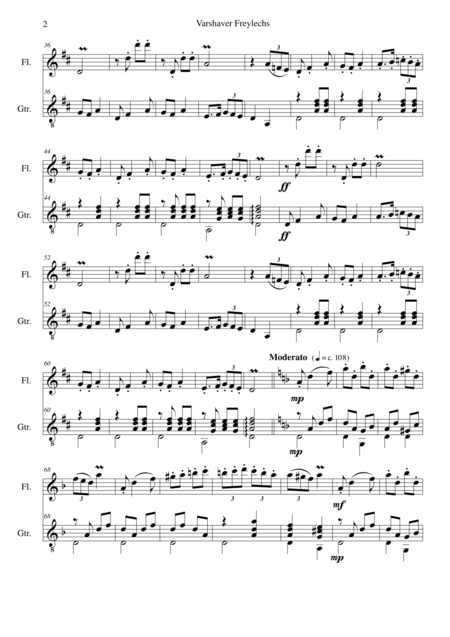 Varshaver Frelekhs For Flute And Guitar Page 2