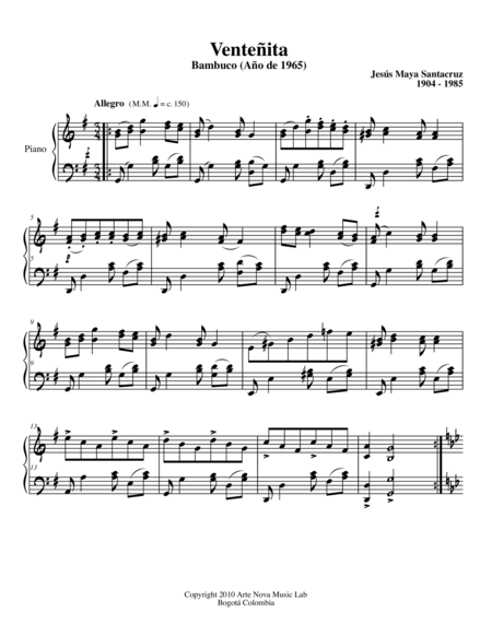 Venteita Bambuco Para Piano Page 2