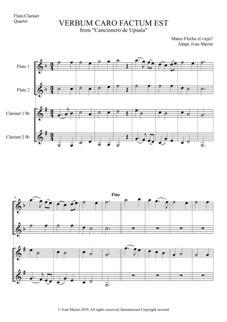 Verbum Caro Factum Est For Flute And Clarinet Quartet Page 2