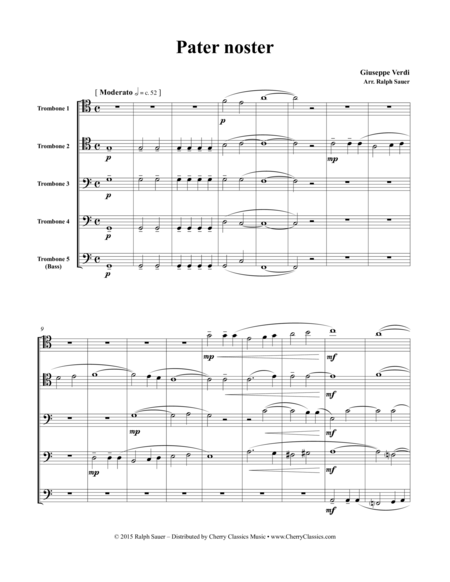 Verdi Pater Noster For Five Part Trombone Choir Arranged By Ralph Sauer Page 2
