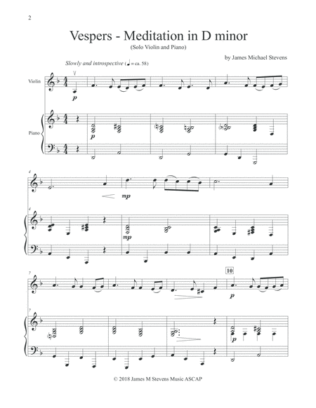 Vespers Meditation In D Minor Violin Piano Page 2