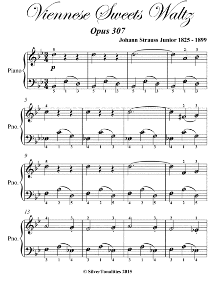 Viennese Sweets Waltz Opus 307 Easy Piano Sheet Music Page 2