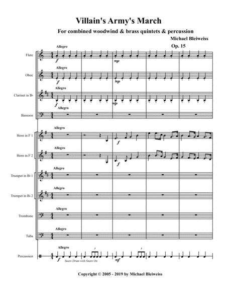 Villains Armys March For Combined Woodwind And Brass Quintets And Drum Set Score Parts Page 2