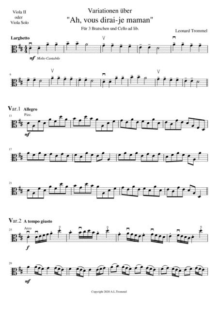 Viola Solo Version Variations On Ah Vous Dirai Je Maman Morgen Kommt Der Weihnachtsmann Twinkle Twinkle Little Star Page 2