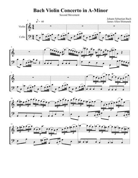 Violin Concerto In A Minor Bwv 1041 Second Movement Page 2