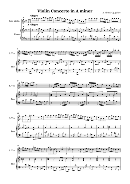 Violin Concerto Op 3 No 6 For Violin And Piano Page 2