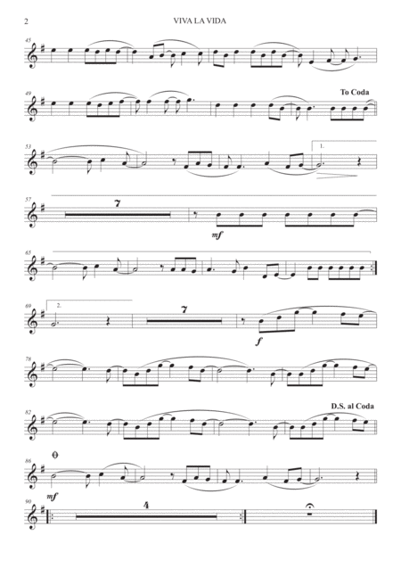 Viva La Vida Solo Flute Piano Page 2