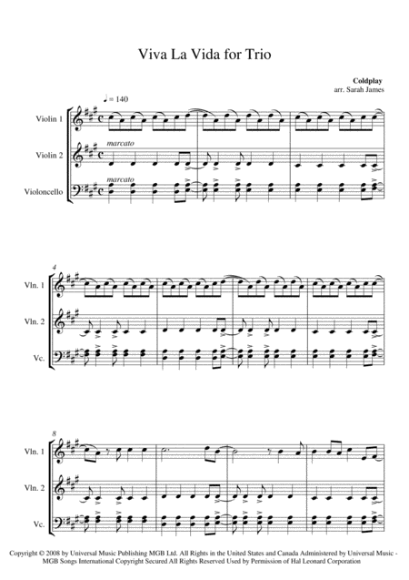 Viva La Vida String Trio 2 Violins Cello Arrangement By The Chapel Hill Duo Page 2