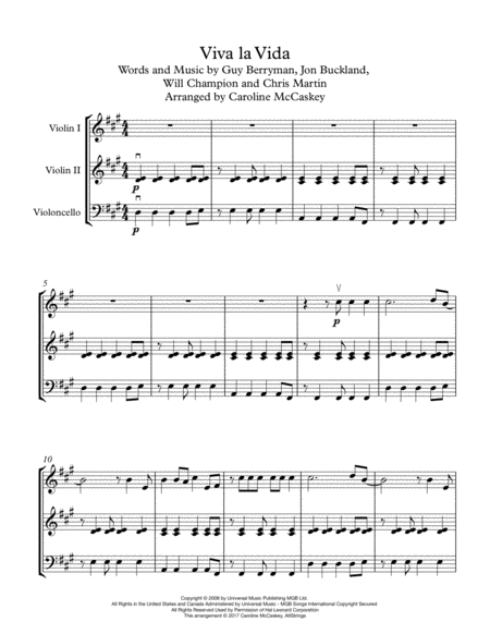 Viva La Vida String Trio Two Violins And Cello Page 2