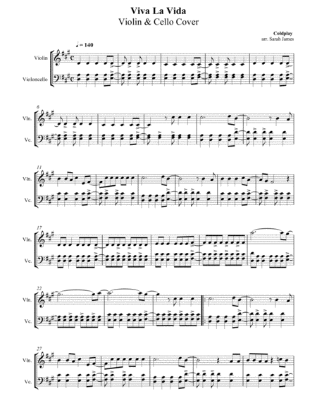 Viva La Vida Violin Cello Arrangement By The Chapel Hill Duo Page 2