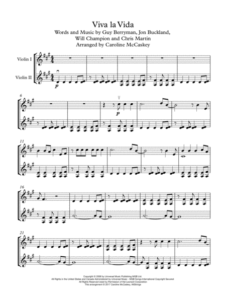 Viva La Vida Violin Duet Page 2