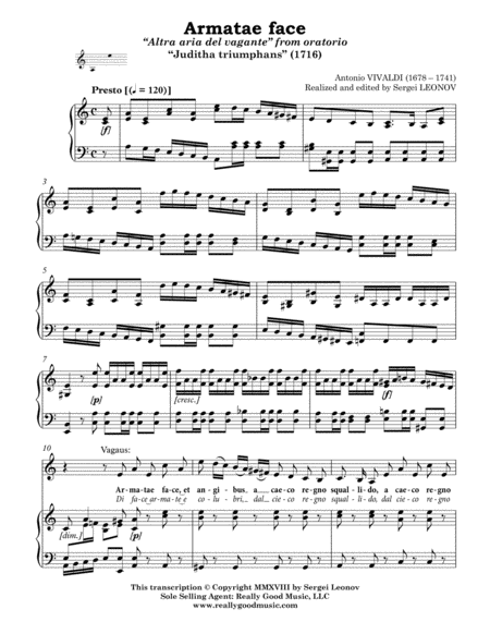 Vivaldi Antonio Armatae Face Aria From The Oratorio Juditha Triumphans Arranged For Voice And Piano A Minor Page 2
