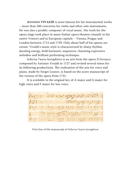 Vivaldi Antonio Scherza L Aura Lusinghiera Aria From The Opera Il Farnace Arranged For Voice And Piano F Major Page 2