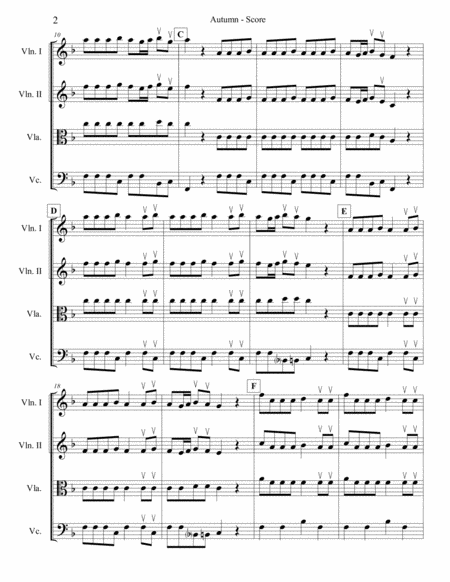 Vivaldi Autumn Allegro For String Quartet Page 2