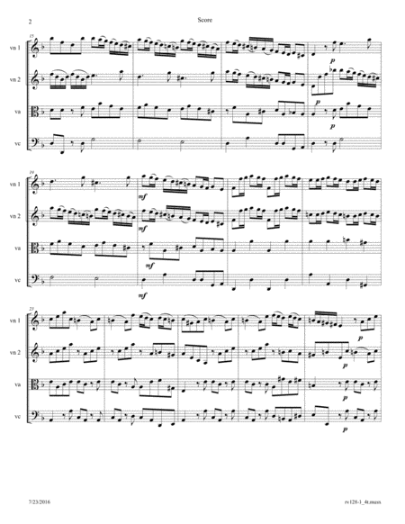 Vivaldi Concerto For Strings In D Minor Rv 128 Movement 1 Arranged For String Quartet Page 2