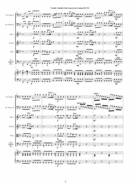 Vivaldi Double Cello Concerto In G Minor Rv531 For Two Cellos Strings And Cembalo Page 2