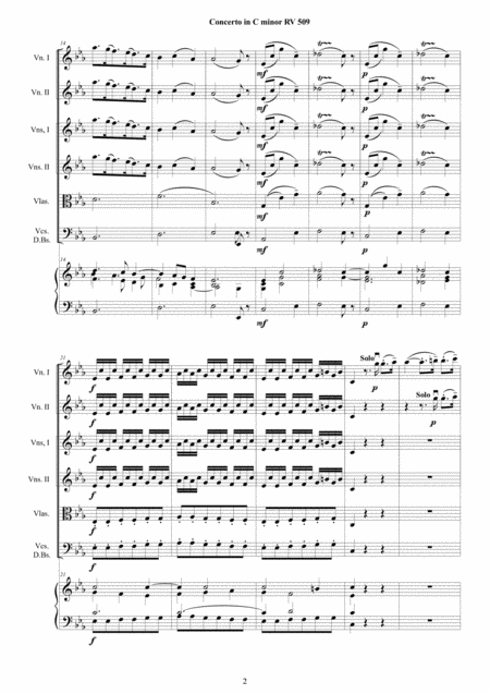 Vivaldi Double Concerto In C Minor Rv 509 For Two Violins Strings And Cembalo Page 2