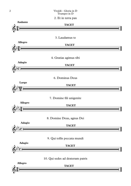 Vivaldi Gloria In D Major Orch Parts Page 2