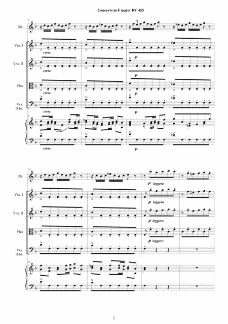 Vivaldi Oboe Concerto In F Major Rv 455 For Oboe Strings And Cembalo Page 2