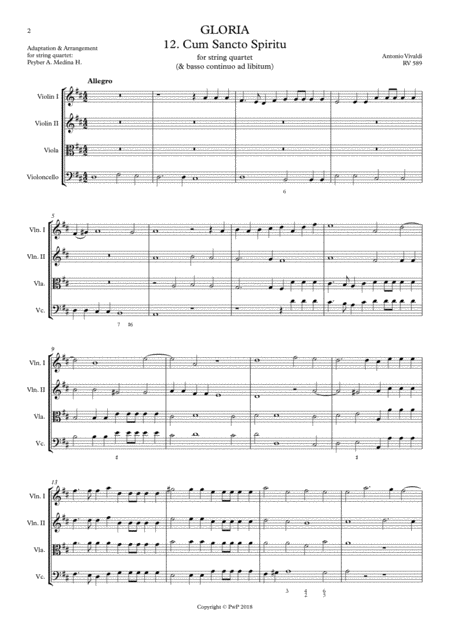 Vivaldi Rv 589 Gloria 12 Cum Sancto Spiritu For String Quartet Page 2