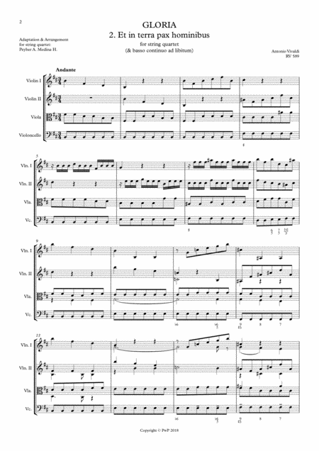 Vivaldi Rv 589 Gloria 2 Et In Terra Pax Hominibus For String Quartet Page 2