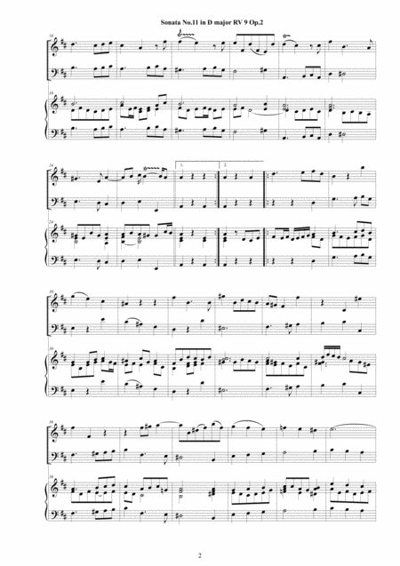 Vivaldi Trio Sonata No 11 In D Major Rv 9 Op 2 For Violin Cello And Cembalo Or Piano Page 2