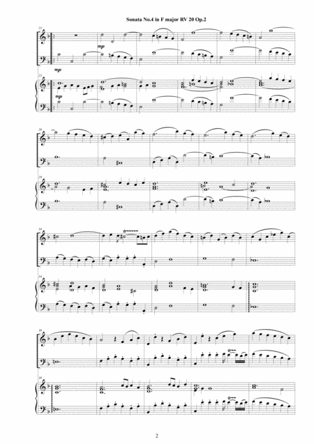 Vivaldi Trio Sonata No 4 In F Major Rv 20 Op 2 For Violin Cello And Cembalo Or Piano Page 2