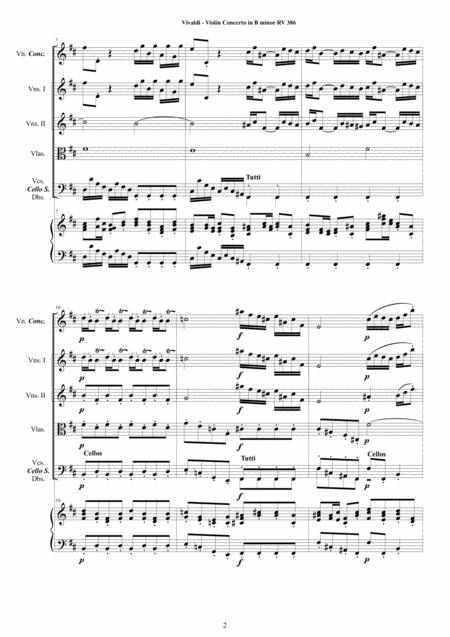 Vivaldi Violin Concerto In B Minor Rv 386 For Violin Strings And Cembalo Page 2