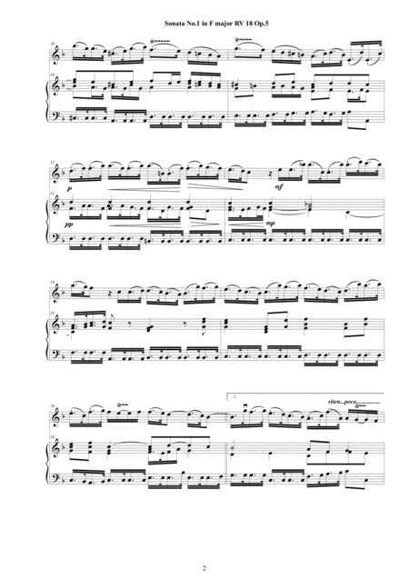 Vivaldi Violin Sonata No 1 In F Major Rv 18 Op 5 For Violin And Cembalo Or Piano Page 2