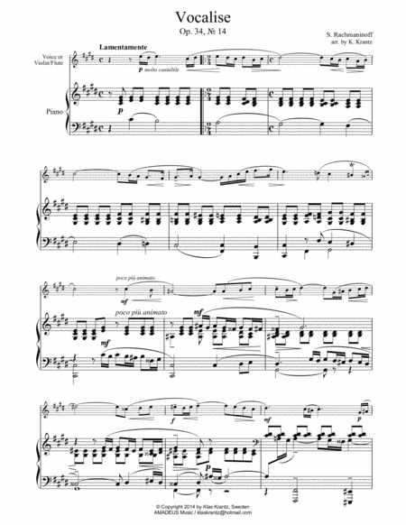 Vocalise Op 34 For Voice Or Violin Flute And Piano Page 2