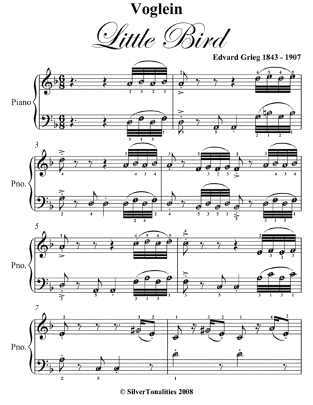 Voglein Little Bird Easy Elementary Piano Sheet Music Page 2