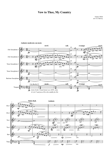 Vow To Thee My Country Saxophone Quintet Page 2