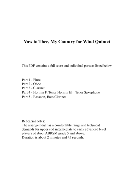 Vow To Thee My Country Wind Quintet Page 2