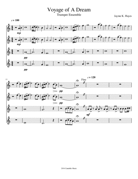 Voyage Of A Dream For Trumpet Ensemble Page 2