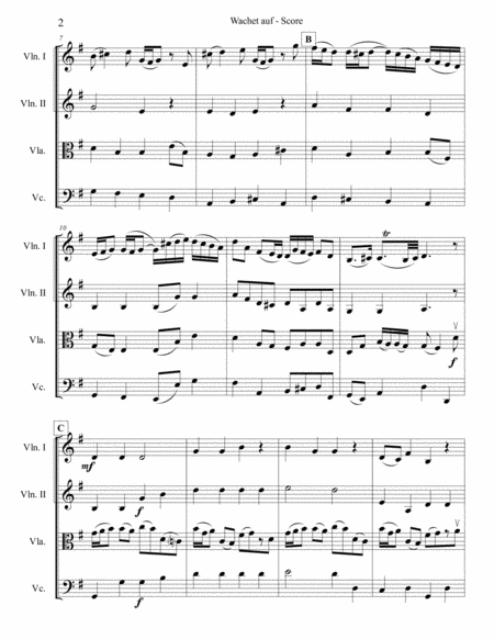 Wachet Auf For String Quartet Page 2