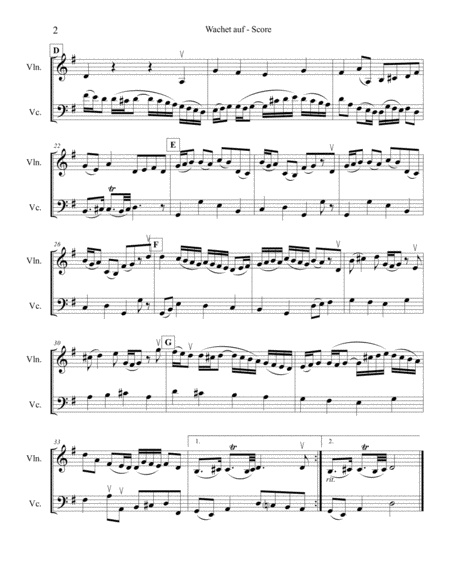 Wachet Auf For Violin And Cello Duo Page 2