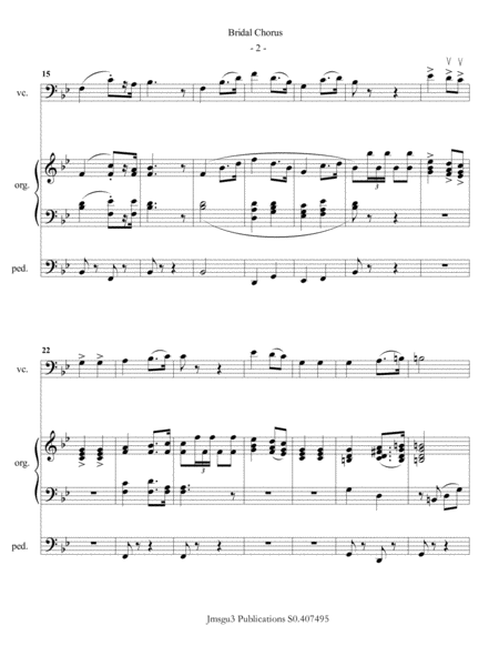 Wagner Bridal Chorus For Cello Organ Page 2