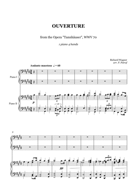 Wagner Ouverture Tannhauser 1 Piano 4 Hands Score And Parts Page 2