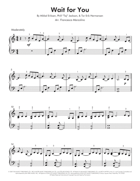 Wait For You Intermediate Piano Page 2