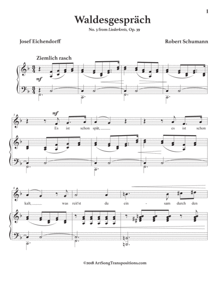 Waldesgesprch Op 39 No 3 In 3 High Keys F E E Flat Major Page 2