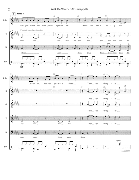 Walk On Water Satb Acappella Page 2