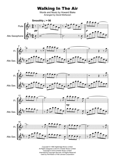 Walking In The Air Duet For Flute And Alto Saxophone Page 2