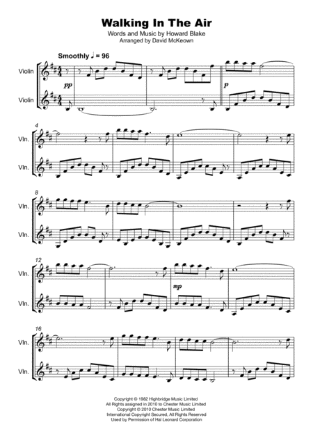 Walking In The Air Duet For Two Violins Page 2