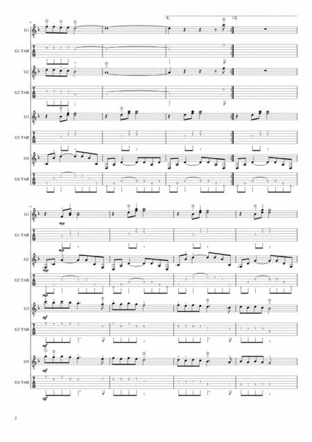 Walking In The Air For Intermediate Guitar Quartet Ensemble Page 2