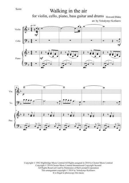 Walking In The Air Nightwish Style For Violin Cello Piano Bass And Drums Page 2