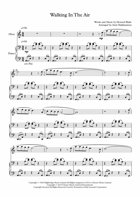 Walking In The Air Oboe Piano Page 2