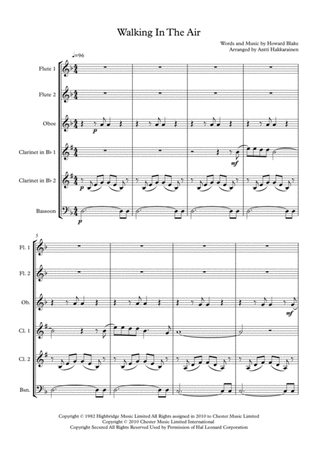 Walking In The Air Woodwind Ensemble Page 2