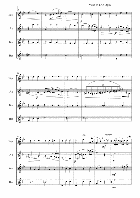 Waltz F Chopin Ab Op69 For Sax Quartet Satb Page 2