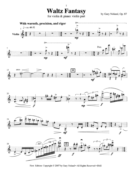 Waltz Fantasy For Violin Piano Op 87 Violin Part Page 2